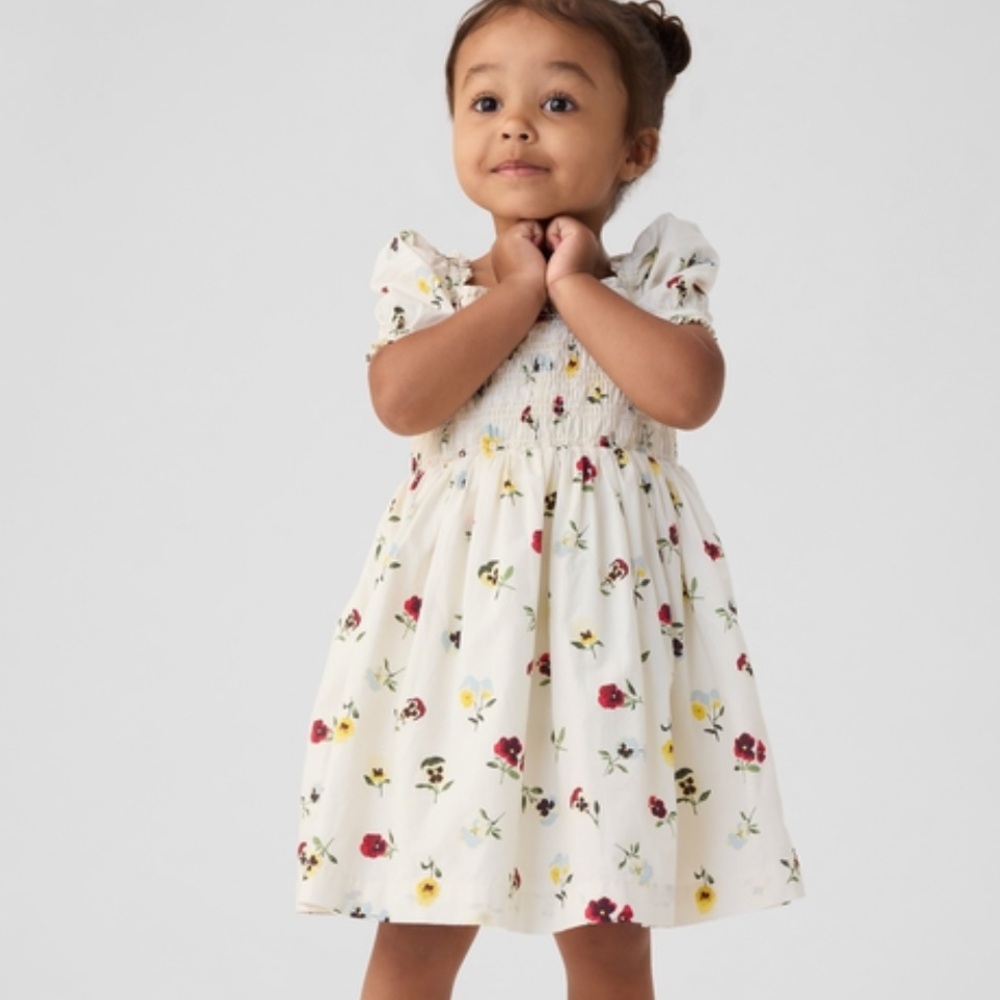 GAP Kids Floral Dress - White with Red, Yellow, and Blue Flowers